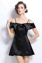 Elliot Black Bow Tie Strap Mini Dress