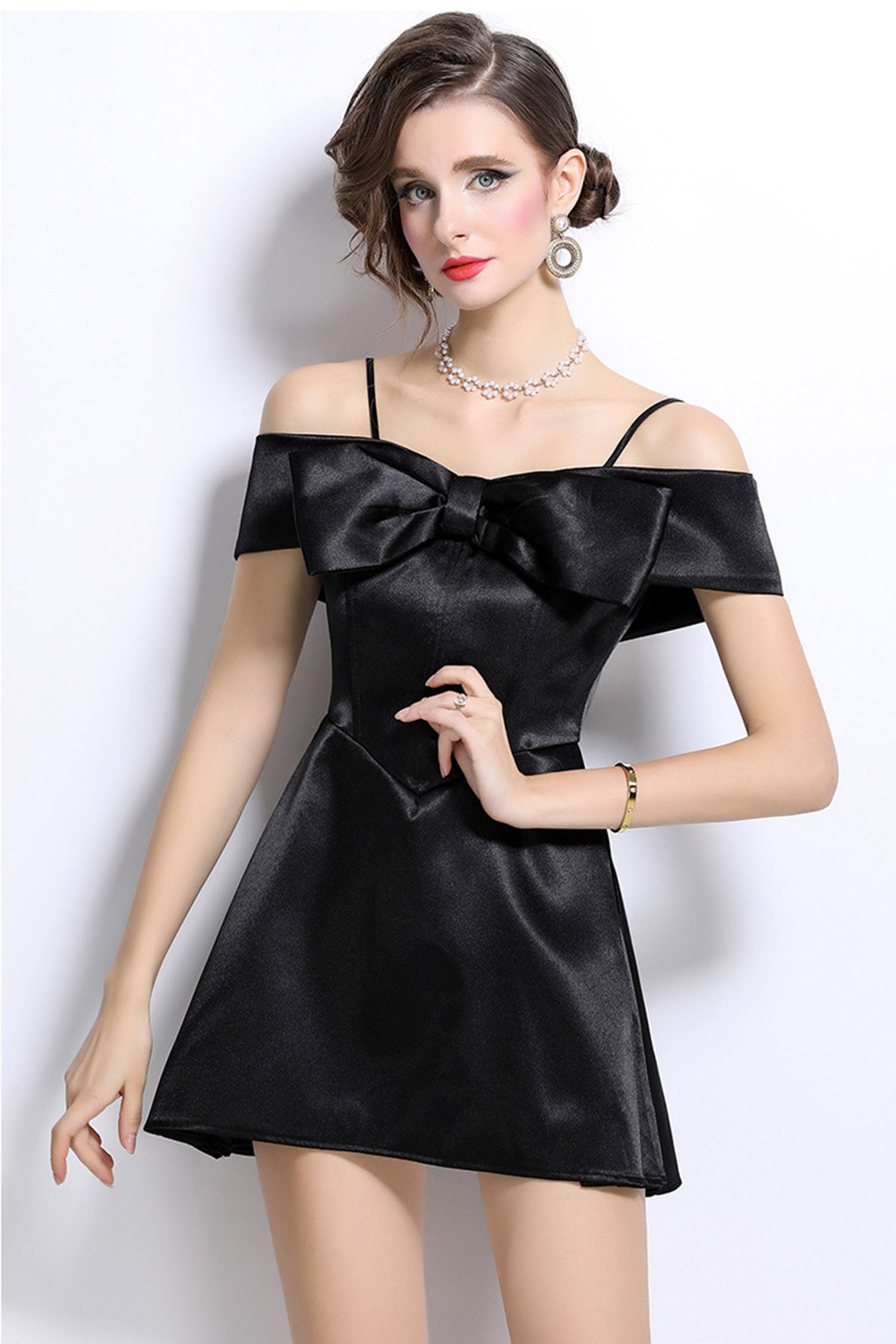 Elliot Black Bow Tie Strap Mini Dress