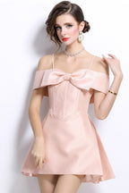 Elliot Pink Bow Tie Strap Mini Dress