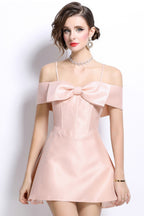 Elliot Pink Bow Tie Strap Mini Dress