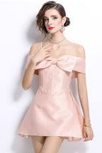 Elliot Pink Bow Tie Strap Mini Dress