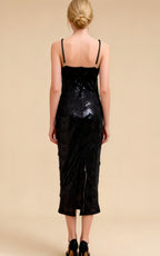 Ember Black Sequin Pearl Maxi Dress