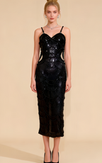 Ember Black Sequin Pearl Maxi Dress
