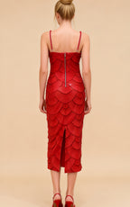 Ember Red Sequin Pearl Maxi Dress