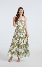 Emma Green Lace Embroidered Cutout Maxi Dress