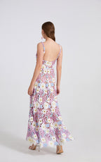 Emma Purple Lace Embroidered Cutout Maxi Dress