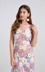 Emma Purple Lace Embroidered Cutout Maxi Dress