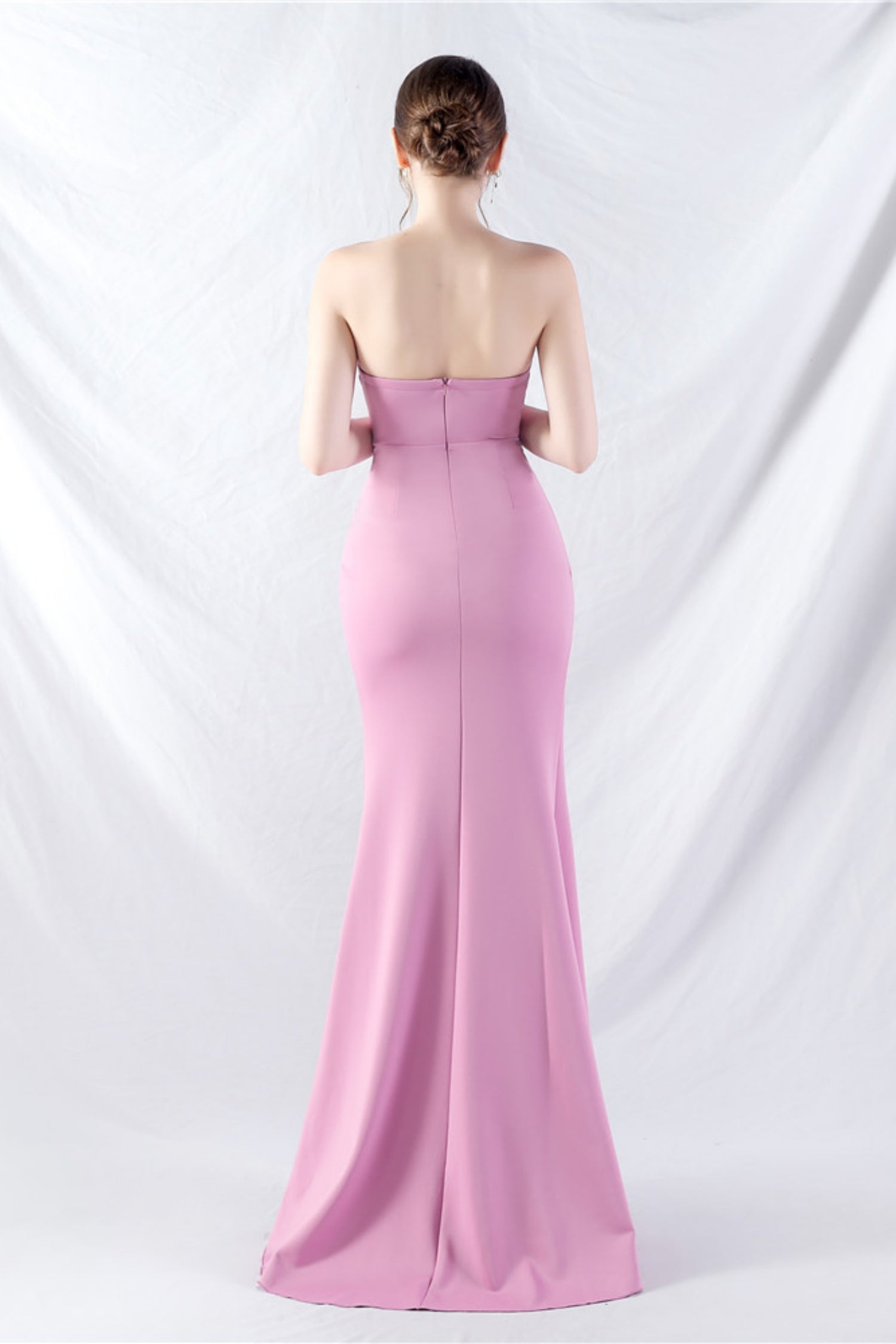 Ethan Strapless Satin Evening Dress In Lavender