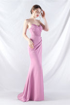Ethan Strapless Satin Evening Dress In Lavender