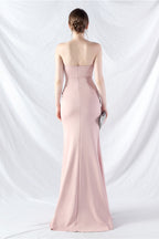 Ethan Strapless Satin Evening Dress In Light Pink