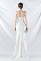 Ethan Strapless Satin Evening Dress In White