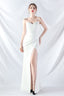 Ethan Strapless Satin Evening Dress In White