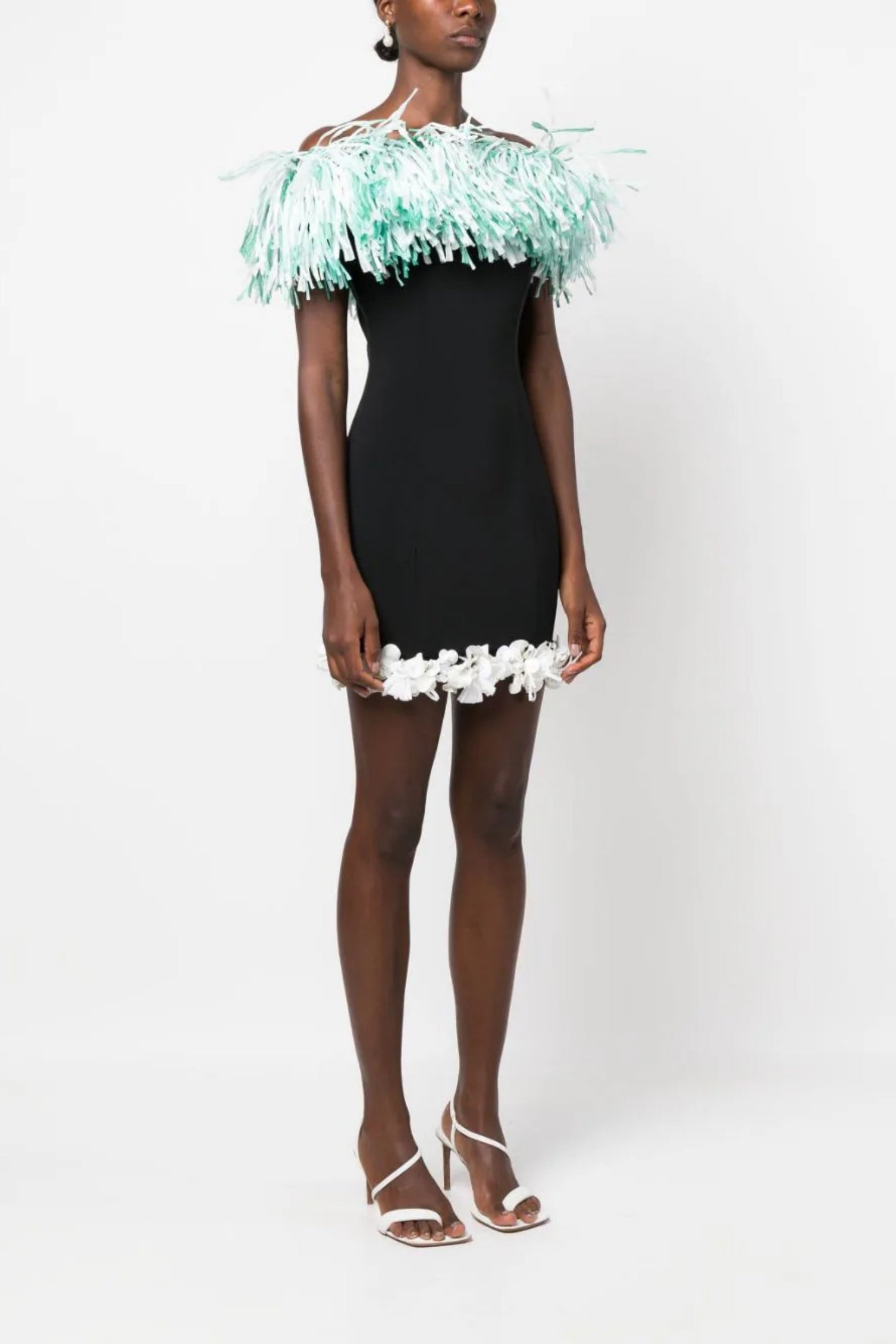 Finnley Black Tassel 3D Flower Bandage Dress