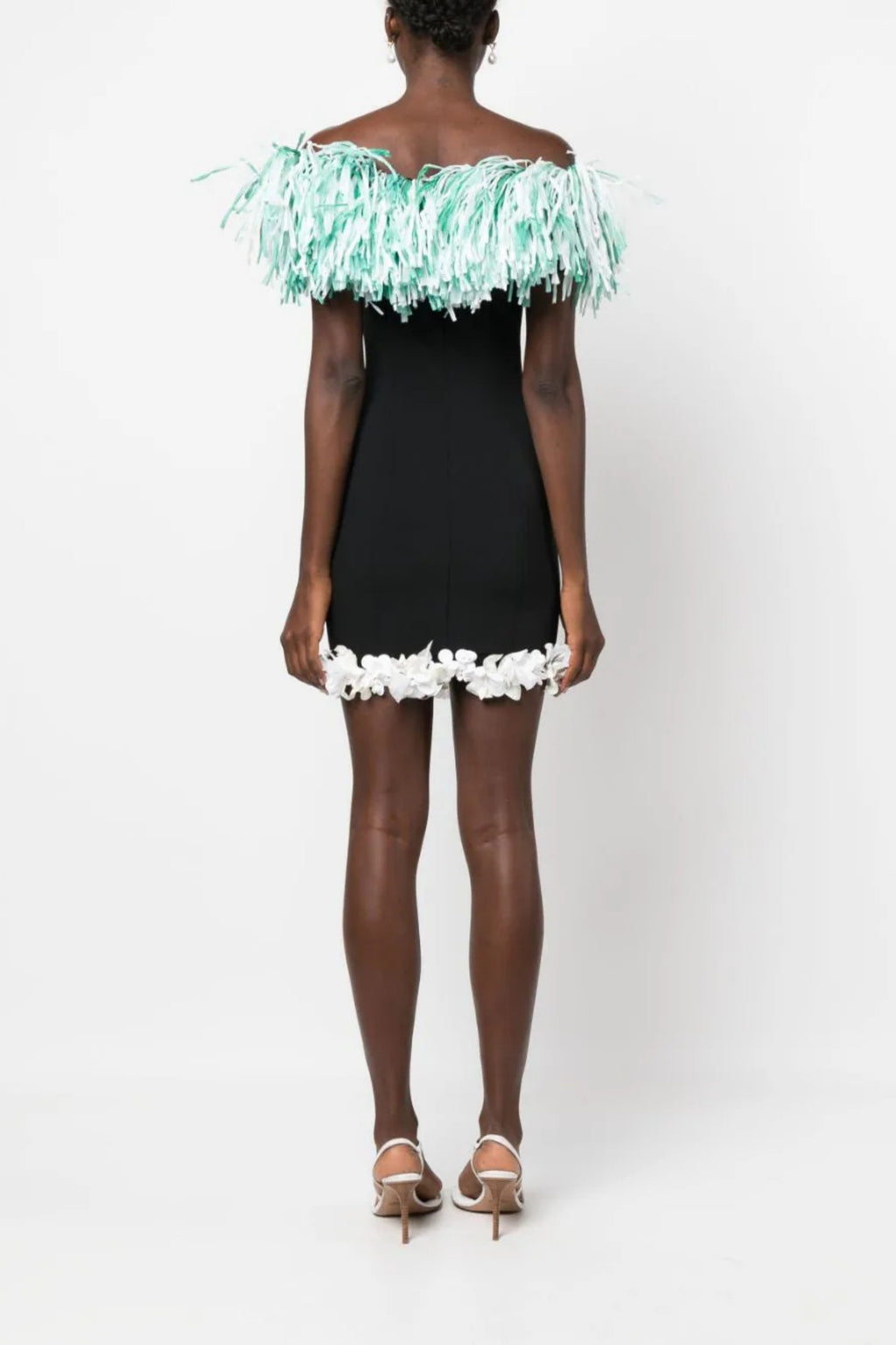 Finnley Black Tassel 3D Flower Bandage Dress