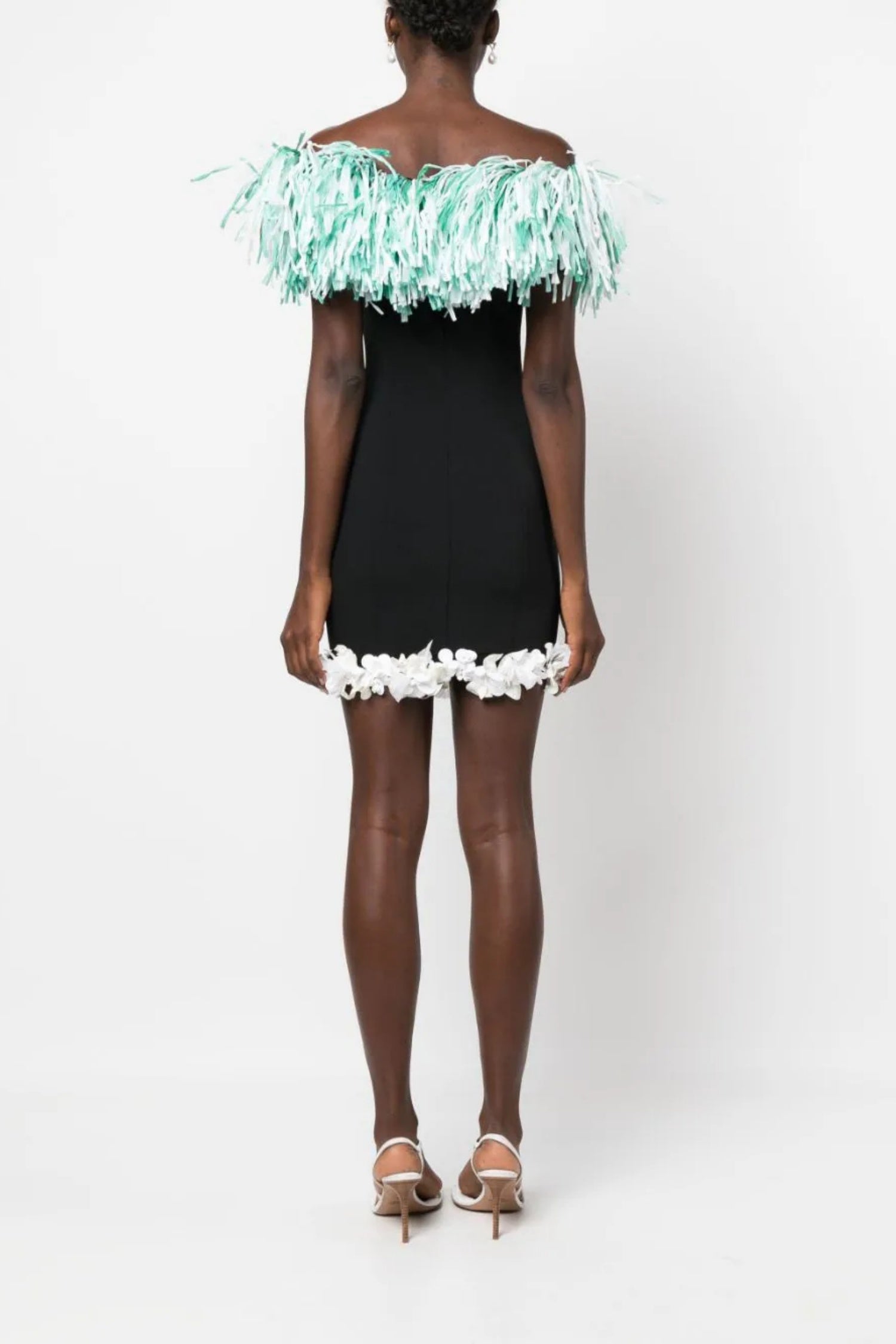 Finnley Black Tassel 3D Flower Bandage Dress