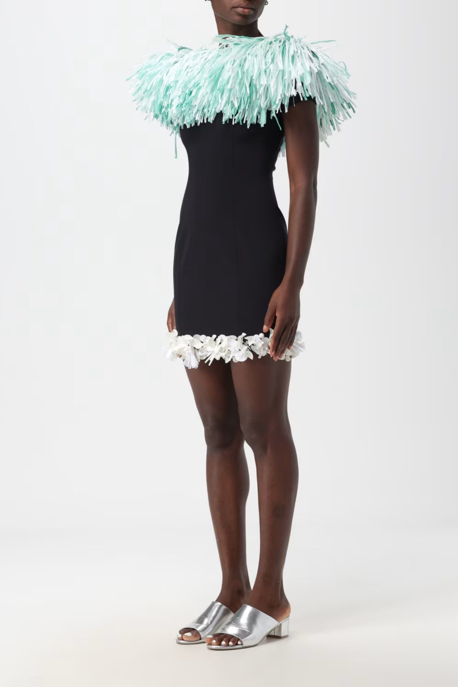Finnley Black Tassel 3D Flower Bandage Dress