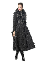 Luna Fur Collar 3D Floral Coat In Black