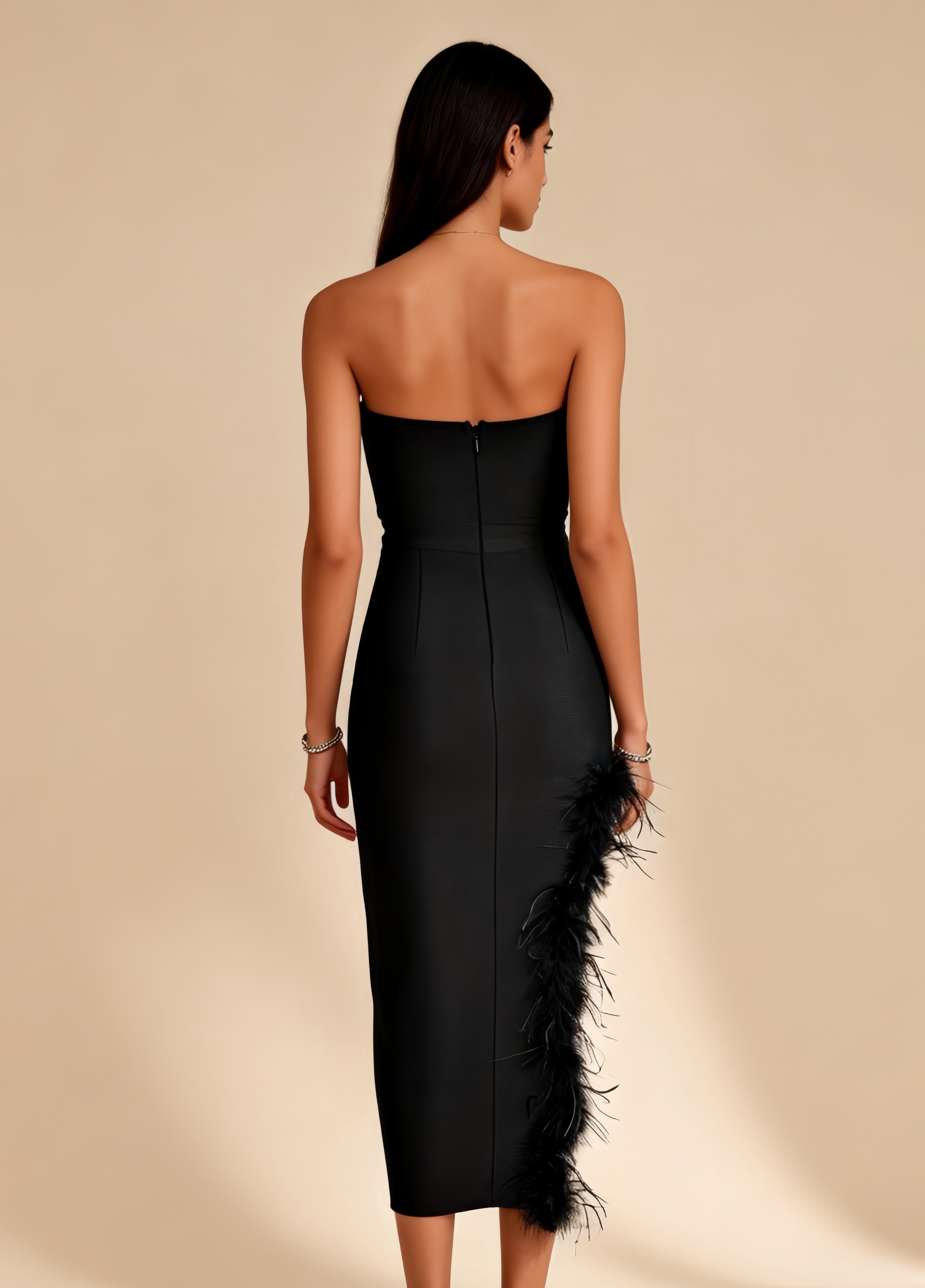 Gemma Black Bandage Midi Dress