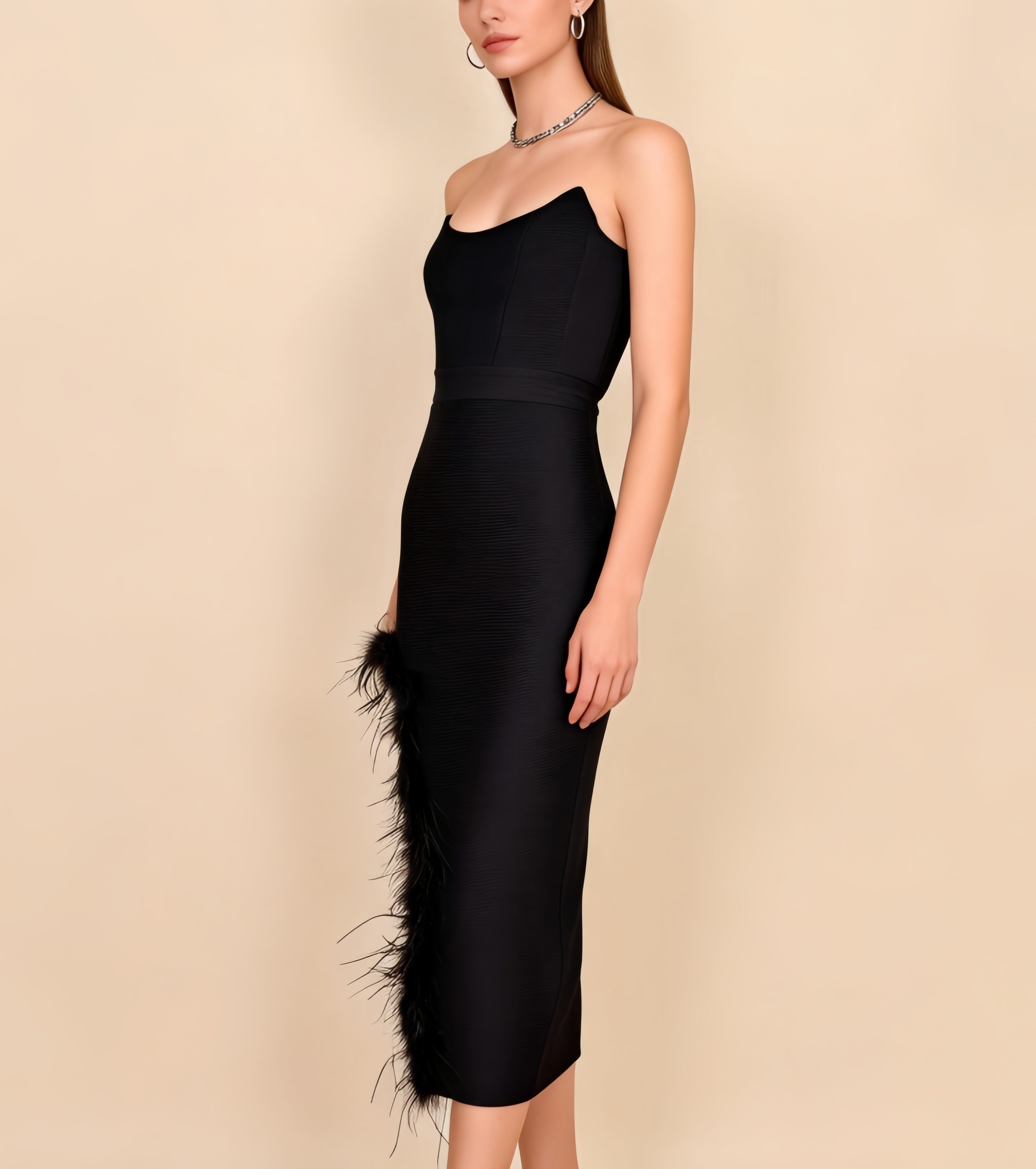 Gemma Black Bandage Midi Dress