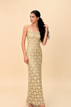 Gianna Champagne Cut Out Slip Midi Dress