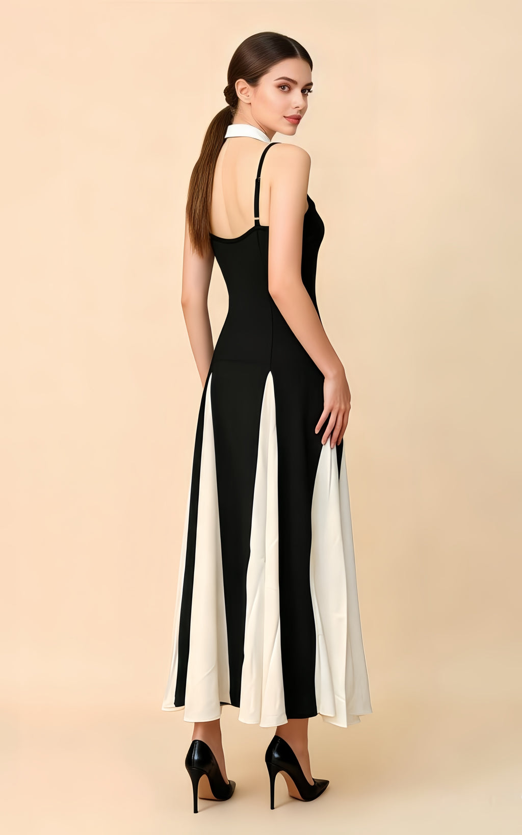 Harley Black Patchwork Maxi Slip Dress