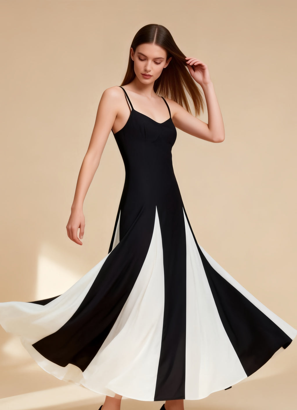Harley Black Patchwork Maxi Slip Dress