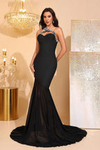 Harlow Black One Shoulder Bandage Evening Maxi Dress