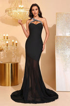 Harlow Black One Shoulder Bandage Evening Maxi Dress