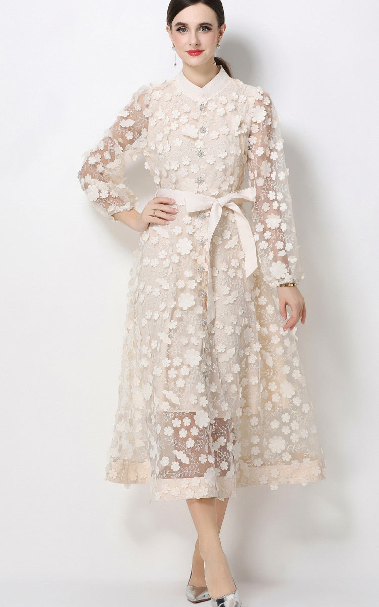 Henry Apricot Floral A-Line Maxi Dress Secondary image