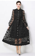 Henry Black Floral A-Line Maxi Dress