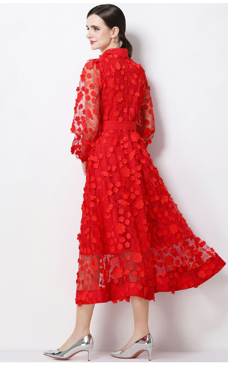 Henry Red Floral A-Line Maxi Dress