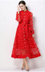 Henry Red Floral A-Line Maxi Dress