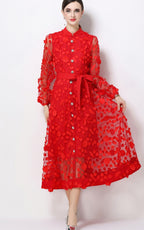 Henry Red Floral A-Line Maxi Dress