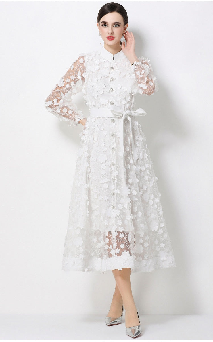 Henry White Floral A-Line Maxi Dress