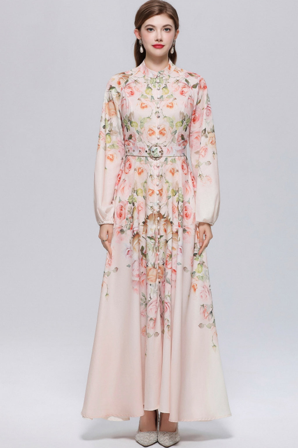 Imogen Floral Print Long Sleeve Maxi Dress