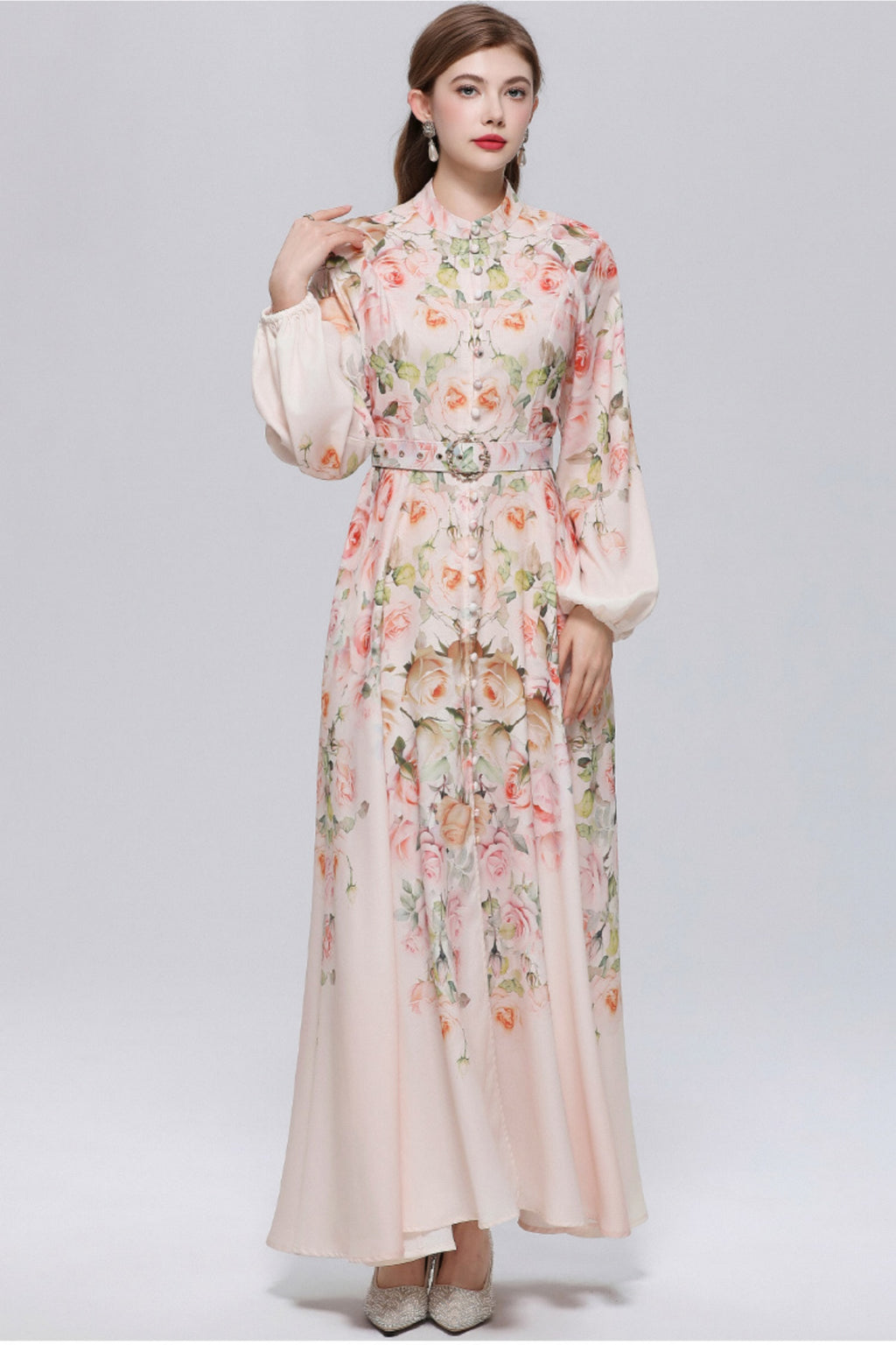 Imogen Floral Print Long Sleeve Maxi Dress
