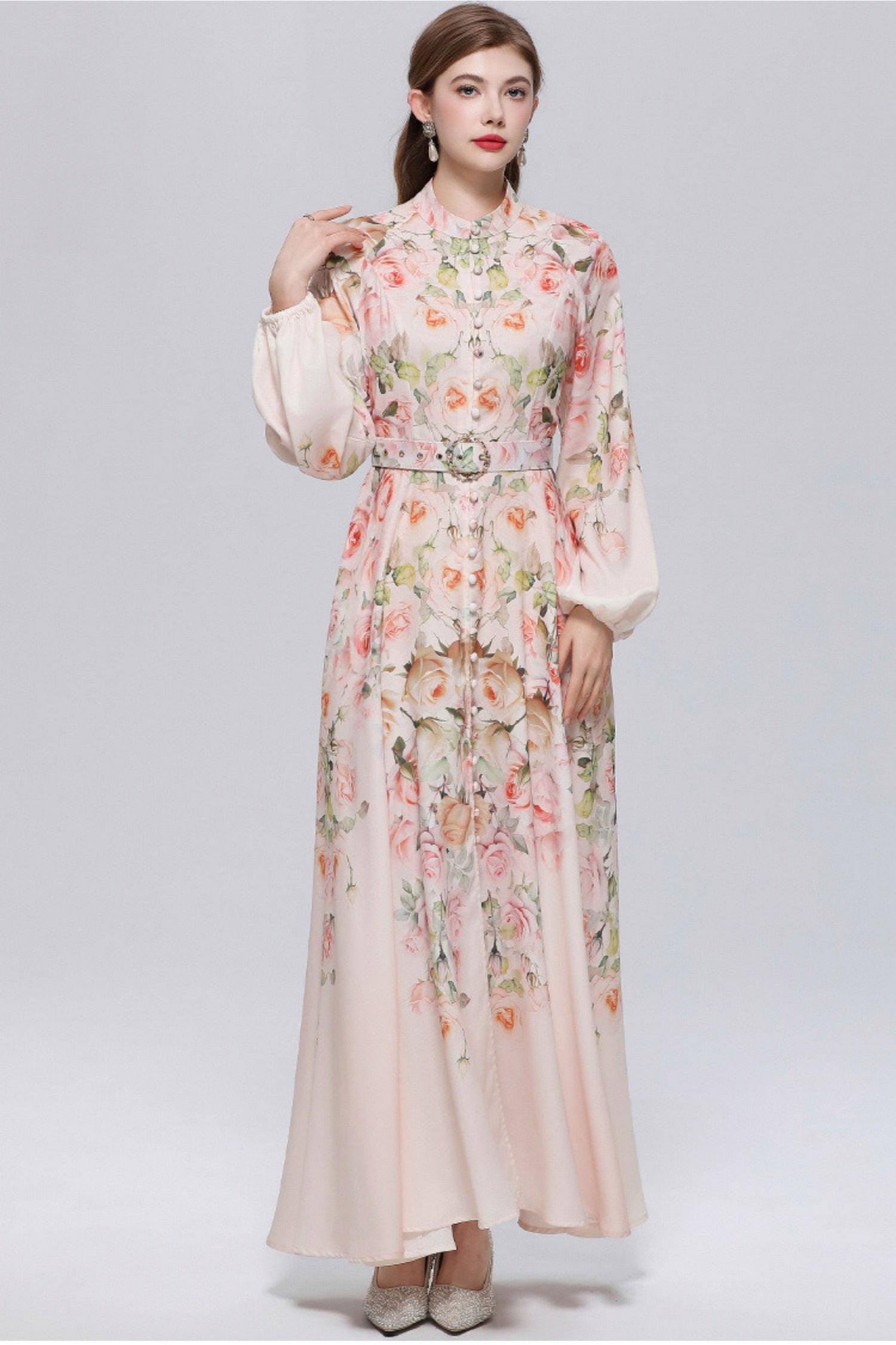Imogen Floral Print Long Sleeve Maxi Dress