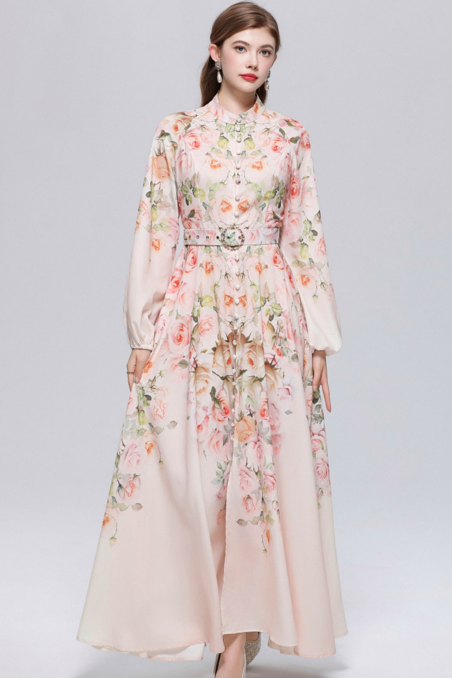 Imogen Floral Print Long Sleeve Maxi Dress
