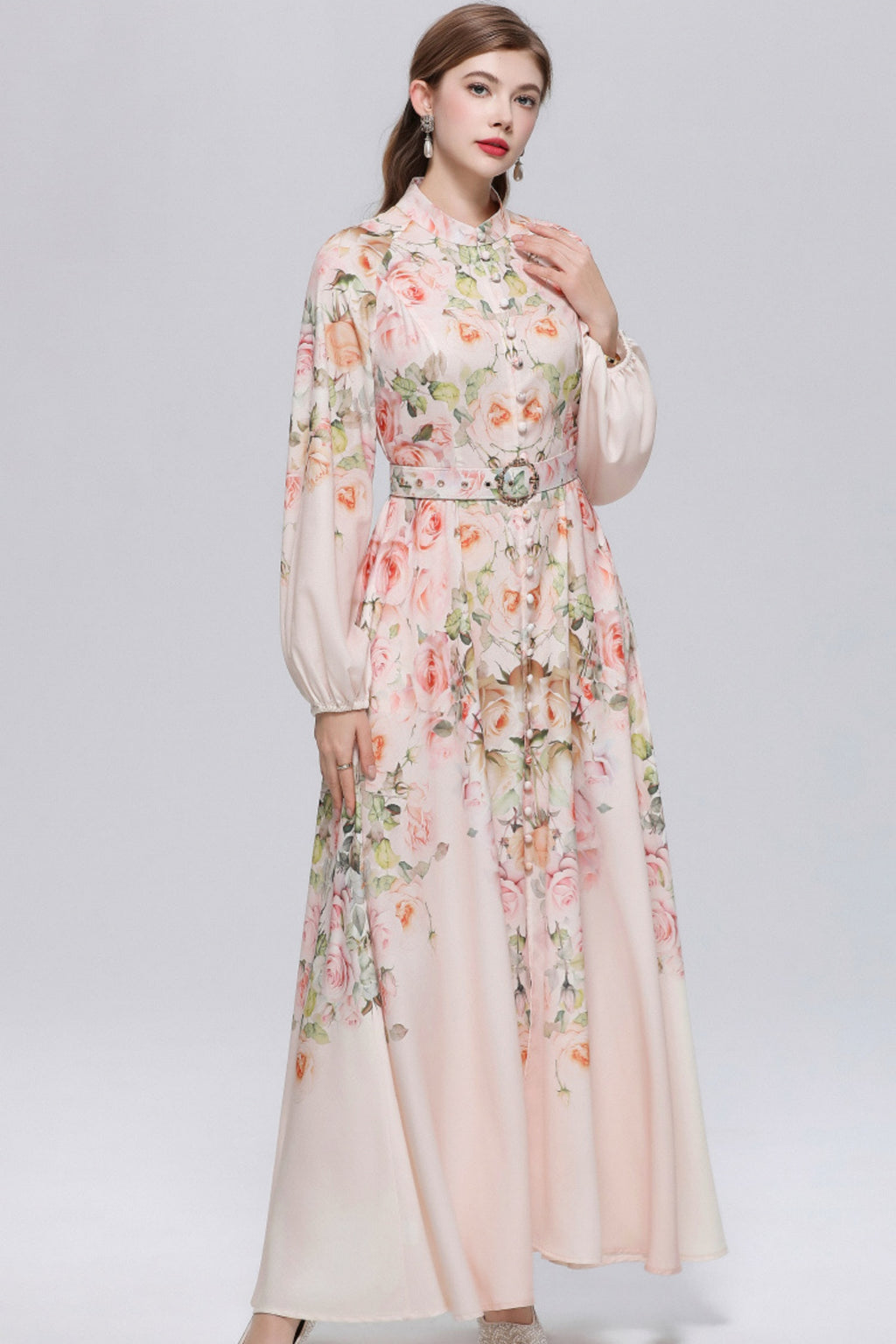 Imogen Floral Print Long Sleeve Maxi Dress