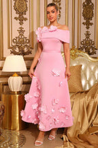 Isabel Pink Off-Shoulder Floral Bandage Dress
