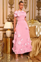 Isabel Pink Off-Shoulder Floral Bandage Dress