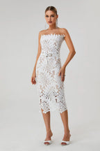 Isidore White Lace Floral Bandage Midi Dress