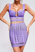Isla Purple Rhinestone Tassel Bandage Two-Piece Set