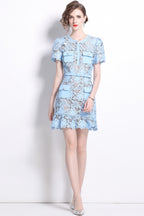 Ivy Blue Lace Short Sleeve Mini Dress