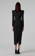 Juno Black Long Sleeve Bandage Midi Dress