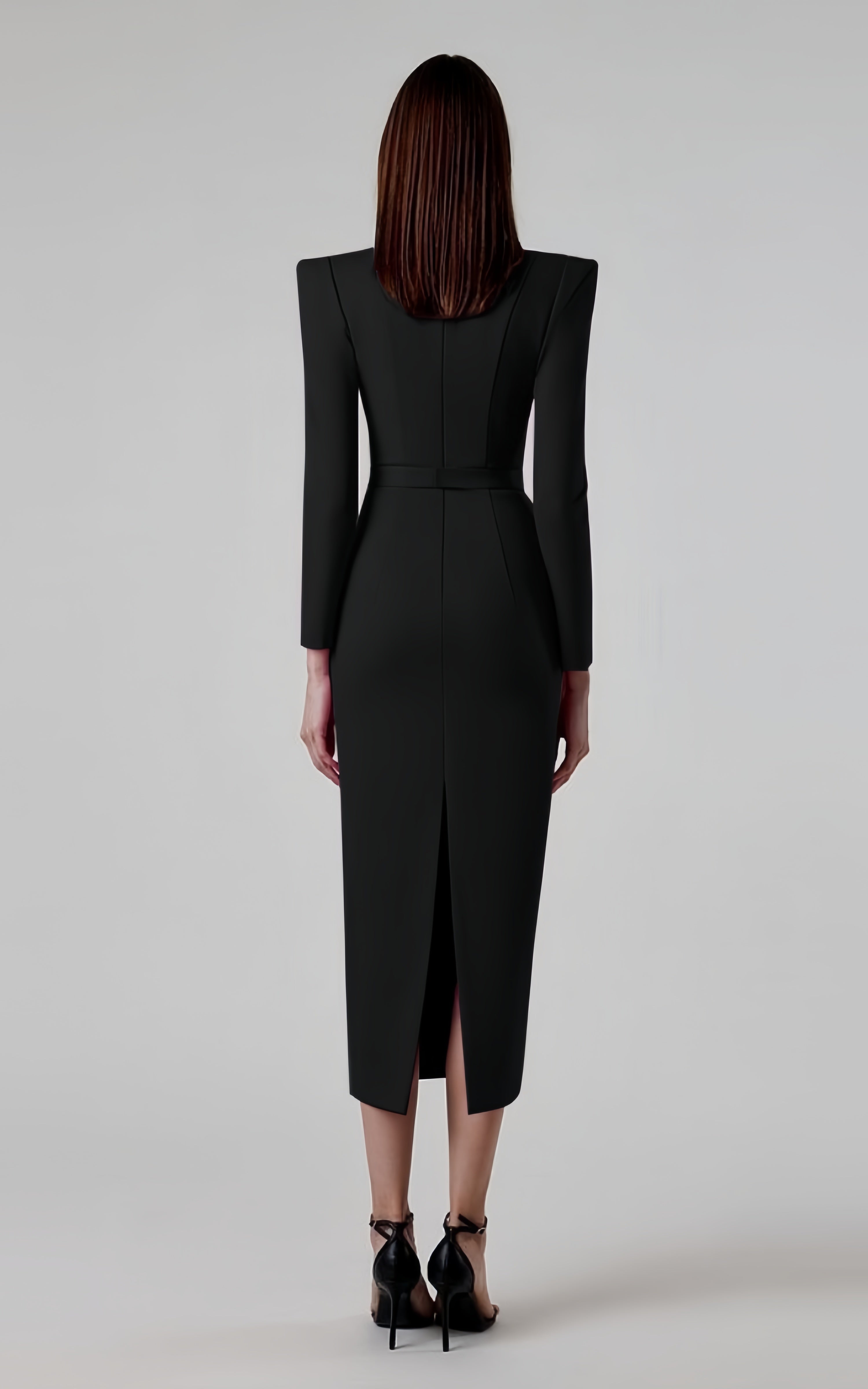 Juno Black Long Sleeve Bandage Midi Dress