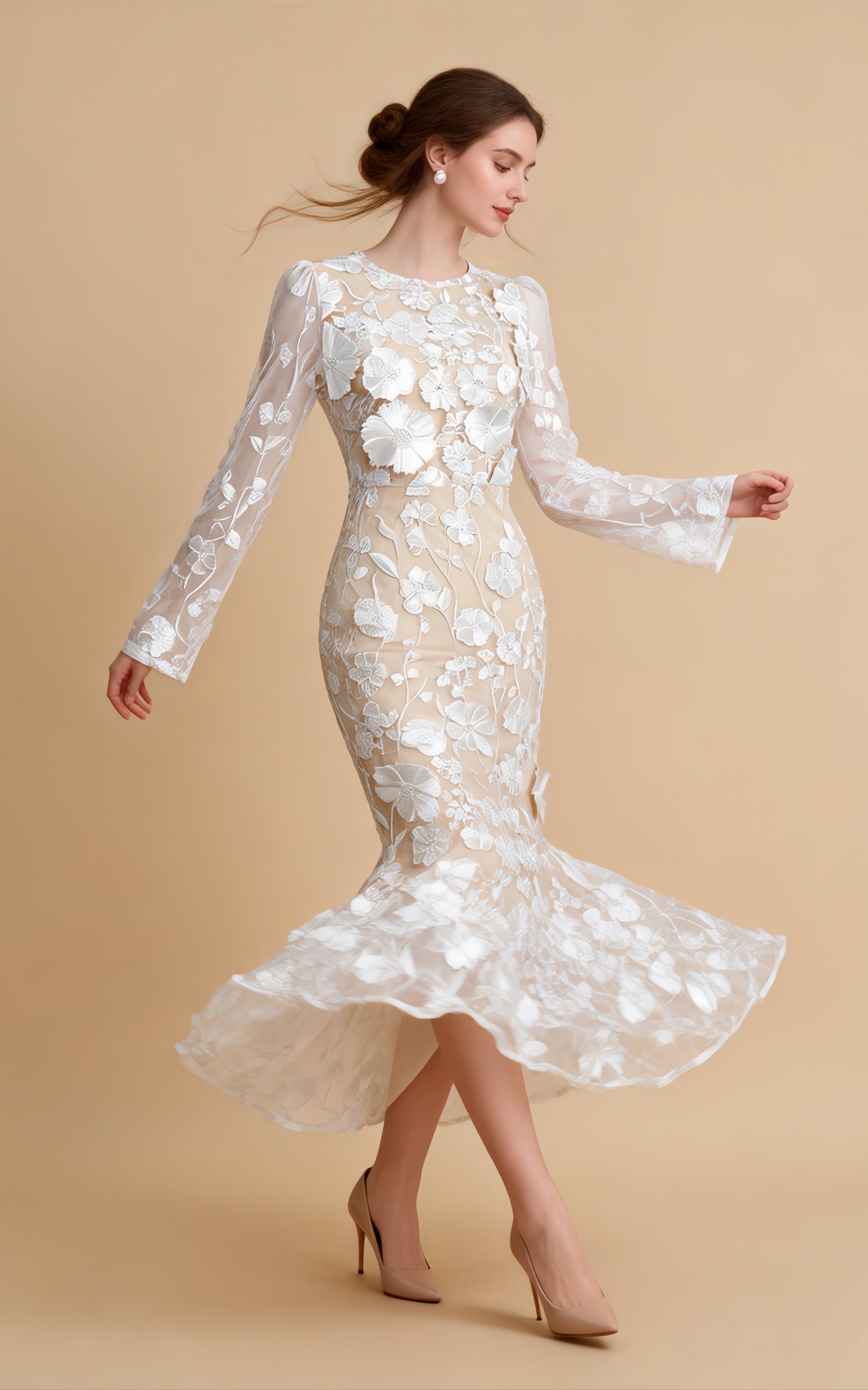 Kieran White 3D Floral Mermaid Maxi Dress Secondary image