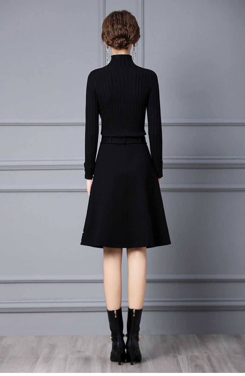 Nydia Knit Embroidered Midi Dress In Black - PDC
