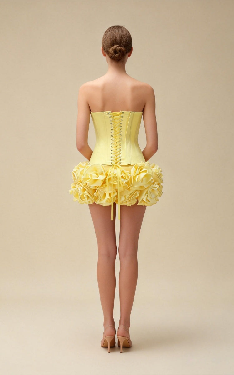 Lana Yellow Floral Hem Mini Bodycon Dress Secondary image