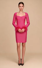 Lance Pink Feather Bandage Mini Dress